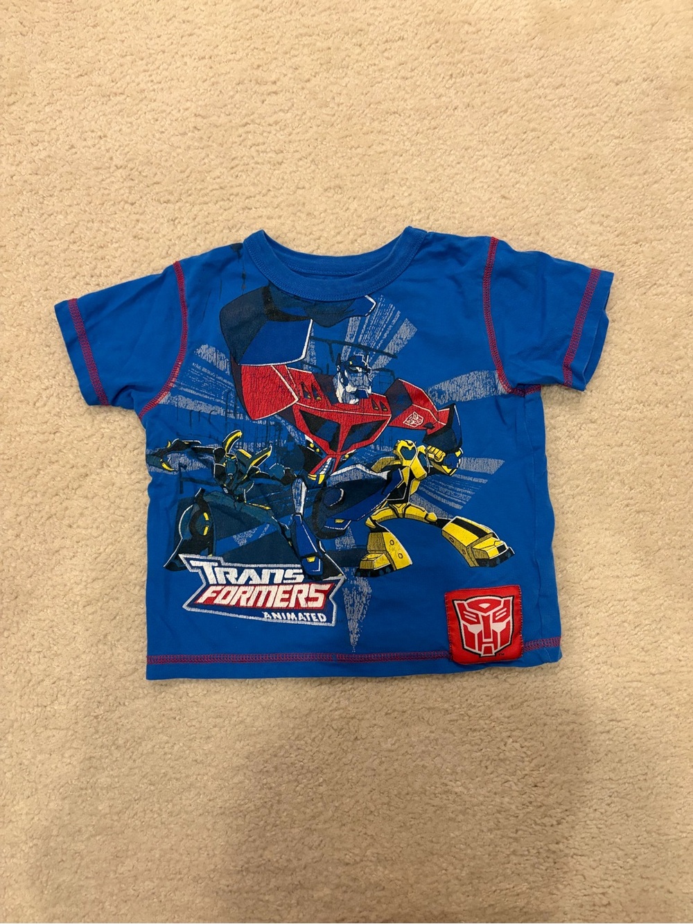 Vintage Y2K 2000s Graphic Transformers Cartoon Kids Blue Graphic Tee Size 4T